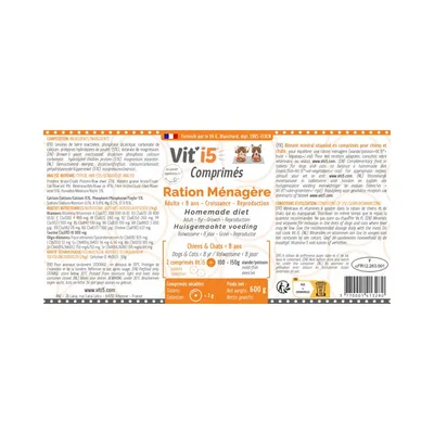 Vit'I5 Orange Comprimés – Ration Ménagère Chien Chat Vit'I5 Orange Comprimés – Ration Ménagère Chien Chat