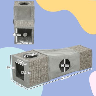 Zatte Tunnel chat pliable sisal + cabane, balle 98x30x30 cm