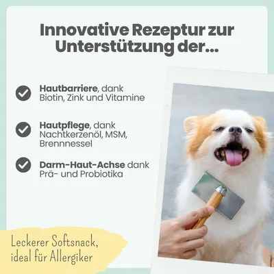 Haut & Fell Komplex für Hunde mit Probiotika, Biotin, Zink & Nachtkerzenöl