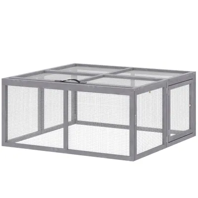 PawHut Clapier bois pliable portable gris PawHut Clapier bois pliable portable gris