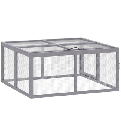 PawHut Clapier bois pliable portable gris