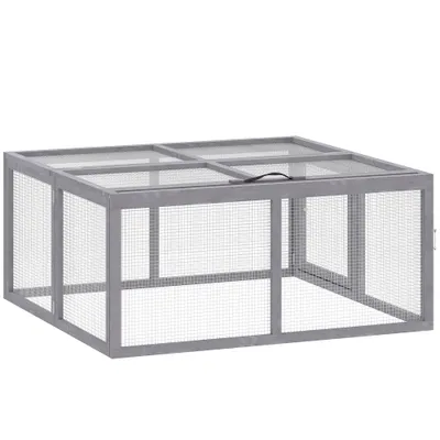 PawHut Clapier bois pliable portable gris PawHut Clapier bois pliable portable gris