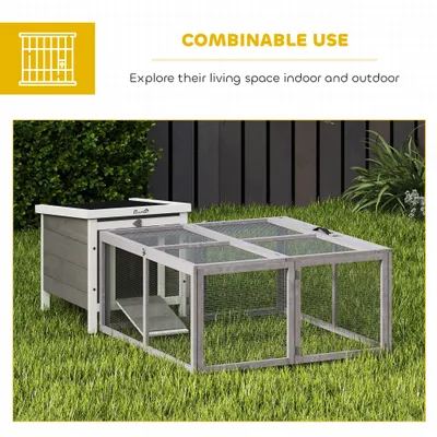 PawHut Clapier bois pliable portable gris PawHut Clapier bois pliable portable gris