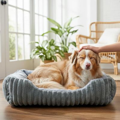 Haustierbett aus Kaninchenfellimitat für Hunde und Katzen