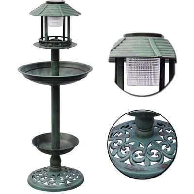 vidaXL - Mangeoire à oiseaux - Lampe solaire