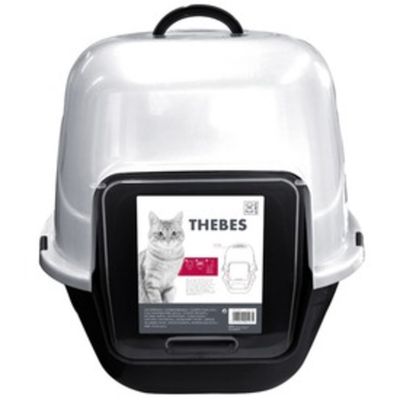 M-PETS CAT LITTER BOX - THEBES - Black & White - 62 x 53 x 58 cm