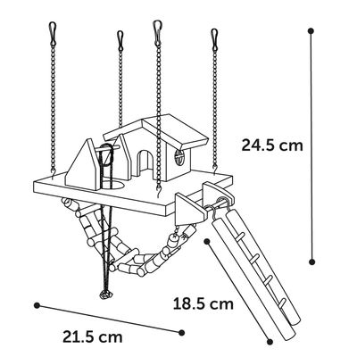 Maison suspendue rongeurs avec pont et accessoires