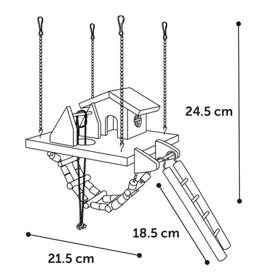 Maison suspendue rongeurs avec pont et accessoires Maison suspendue rongeurs avec pont et accessoires