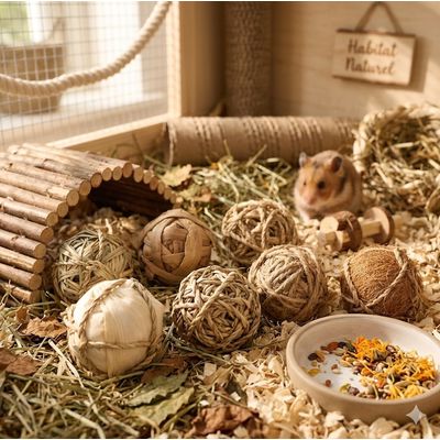 1001kdo - Balles Naturelles - Lot de 6 balles pour rongeurs