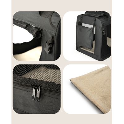 lionto caisse de transport chat pliable avec cadre acier et coussin