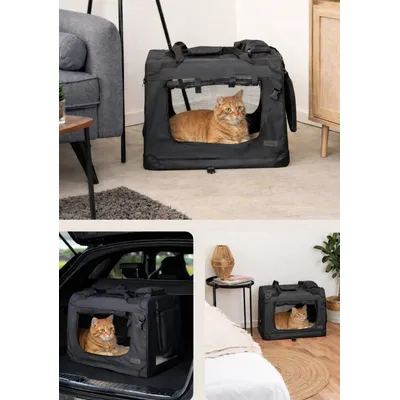 lionto Katzentransportbox faltbar mit Stahlrahmen und Liegekissen