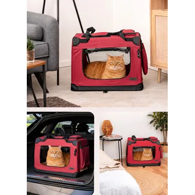 lionto Katzentransportbox faltbar mit Stahlrahmen und Liegekissen lionto Katzentransportbox faltbar mit Stahlrahmen und Liegekissen