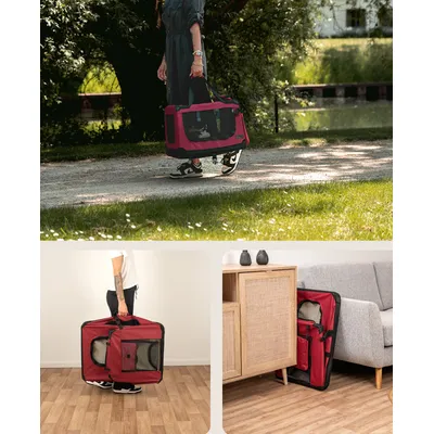 lionto Katzentransportbox faltbar mit Stahlrahmen und Liegekissen lionto Katzentransportbox faltbar mit Stahlrahmen und Liegekissen