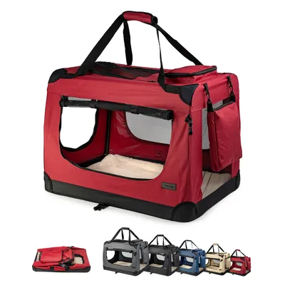 lionto Katzentransportbox faltbar mit Stahlrahmen und Liegekissen lionto Katzentransportbox faltbar mit Stahlrahmen und Liegekissen