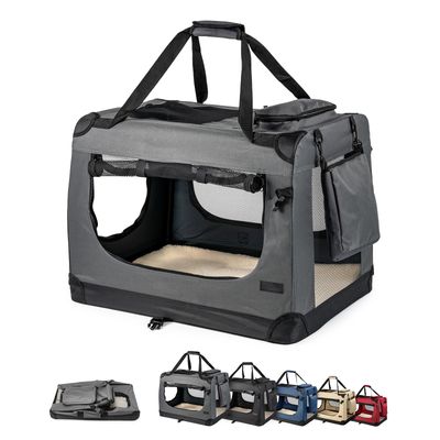 lionto Katzentransportbox faltbar mit Stahlrahmen und Liegekissen