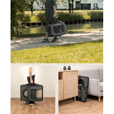 lionto Katzentransportbox faltbar mit Stahlrahmen und Liegekissen lionto Katzentransportbox faltbar mit Stahlrahmen und Liegekissen