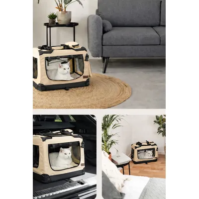 lionto Katzentransportbox faltbar mit Stahlrahmen und Liegekissen lionto Katzentransportbox faltbar mit Stahlrahmen und Liegekissen