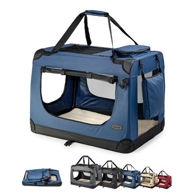 lionto Katzentransportbox faltbar mit Stahlrahmen und Liegekissen