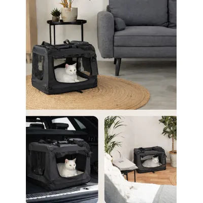 lionto Katzentransportbox faltbar mit Stahlrahmen und Liegekissen lionto Katzentransportbox faltbar mit Stahlrahmen und Liegekissen