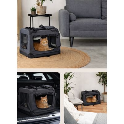 lionto Katzentransportbox faltbar mit Stahlrahmen und Liegekissen
