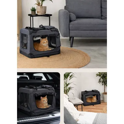 lionto Katzentransportbox faltbar mit Stahlrahmen und Liegekissen lionto Katzentransportbox faltbar mit Stahlrahmen und Liegekissen