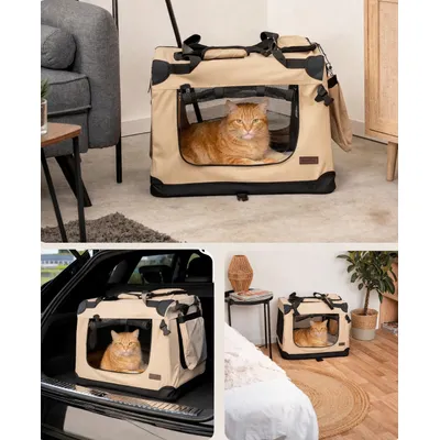 lionto Katzentransportbox faltbar mit Stahlrahmen und Liegekissen lionto Katzentransportbox faltbar mit Stahlrahmen und Liegekissen