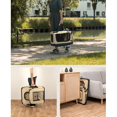 lionto Katzentransportbox faltbar mit Stahlrahmen und Liegekissen lionto Katzentransportbox faltbar mit Stahlrahmen und Liegekissen