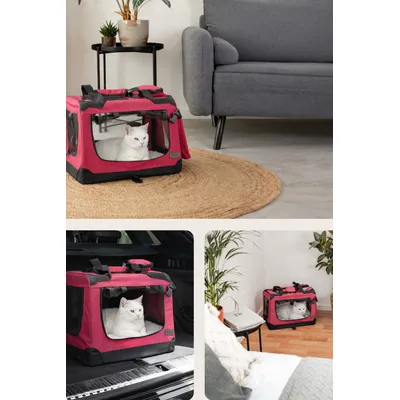 lionto Katzentransportbox faltbar mit Stahlrahmen und Liegekissen lionto Katzentransportbox faltbar mit Stahlrahmen und Liegekissen