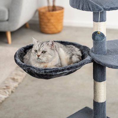lionto 2x hamac en peluche douce pour arbre à chat avec cadre métallique