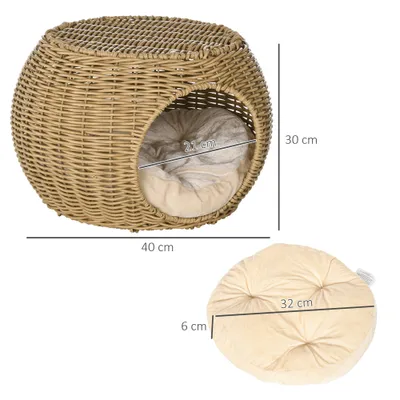 PawHut Rattan Katzenkorb