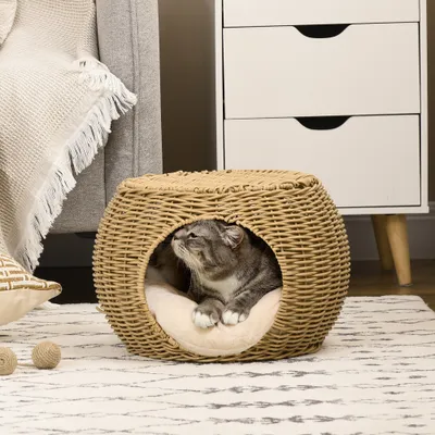 PawHut Rattan Katzenkorb