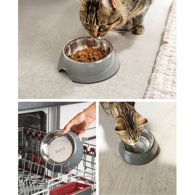 lionto Katzennapf aus Edelstahl mit Melamin-Gehäuse rutschfest