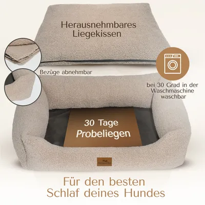 Orthopädisches Hundebett aus kuschelweichem Teddystoff Orthopädisches Hundebett aus kuschelweichem Teddystoff