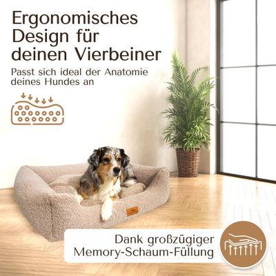Orthopädisches Hundebett aus kuschelweichem Teddystoff