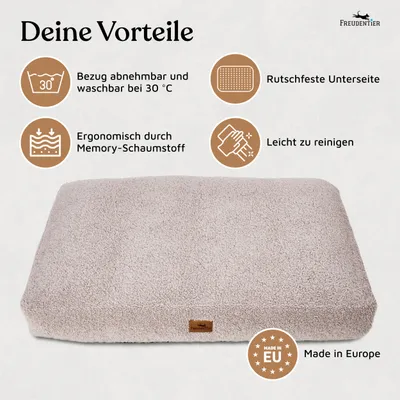 Orthopädisches Hundekissen aus kuschelweichem Teddystoff Orthopädisches Hundekissen aus kuschelweichem Teddystoff