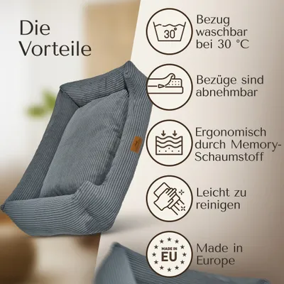 Orthopädisches Hundebett aus stilvollem Cord Orthopädisches Hundebett aus stilvollem Cord