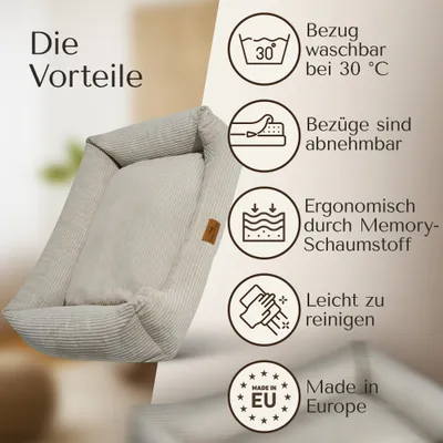 Orthopädisches Hundebett aus stilvollem Cord Orthopädisches Hundebett aus stilvollem Cord