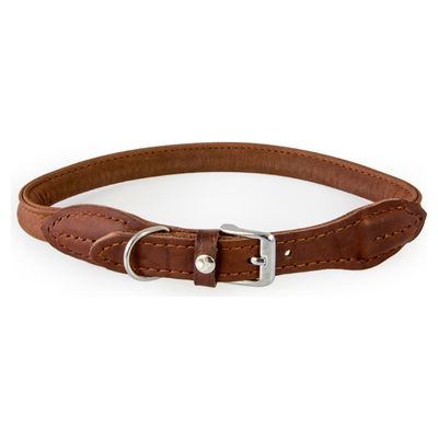 Das Lederband Hundehalsband rundgenäht Dublin Mocca