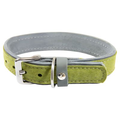 Das Lederband Hundehalsband Norden Lime/Granite