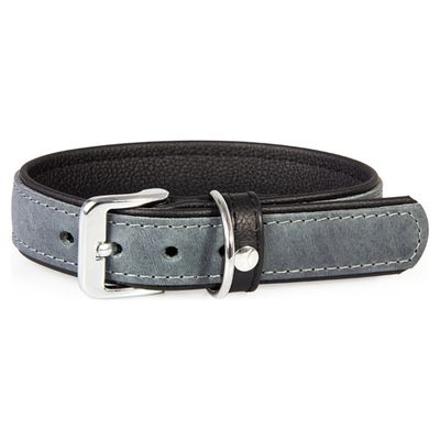 Das Lederband Hundehalsband Vancouver Granite/Black