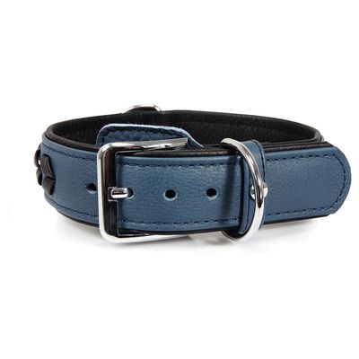 Das Lederband Hundehalsband Granada opal/black