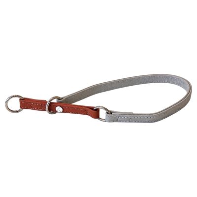 Das Lederband Zughalsband mit Stop Amsterdam Brandy/Grey