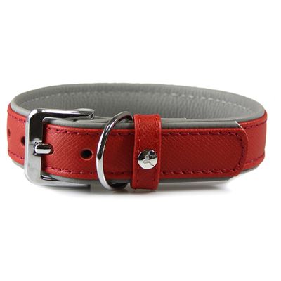 Das Lederband Hundehalsband Firenze carnelian/stone