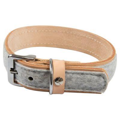 Das Lederband Hundehalsband Norden Grey/Natural