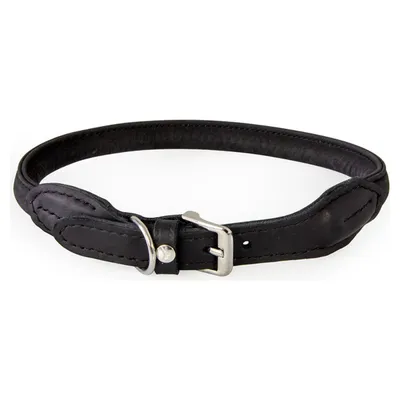 Das Lederband Hundehalsband rundgenäht Dublin Black Das Lederband Hundehalsband rundgenäht Dublin Black