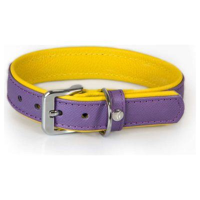 Das Lederband Hundehalsband Firenze Lilac/Sunshine