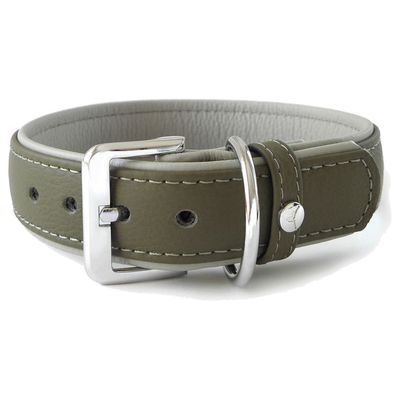 Das Lederband Hundehalsband Amsterdam capers/grey