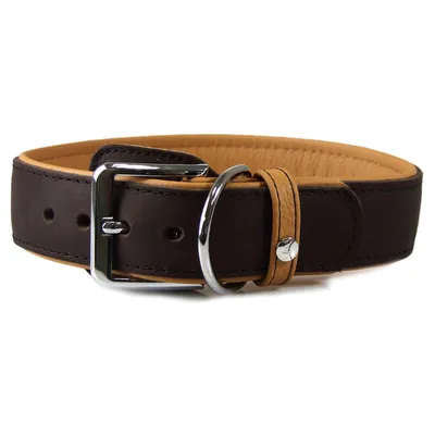Das Lederband Hundehalsband Vancouver mit Kehlkopfschutz mocca/caramel Das Lederband Hundehalsband Vancouver mit Kehlkopfschutz mocca/caramel