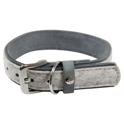 Das Lederband Hundehalsband Norden Grey/Granite