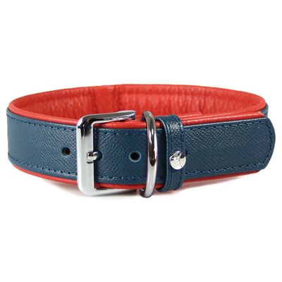 Das Lederband Hundehalsband Firenze opal/flame